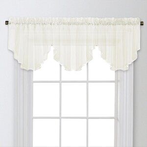 NEW Regal Home Voile Solid Rod Pocket Ascot Valance Ivory White 54" x 20"